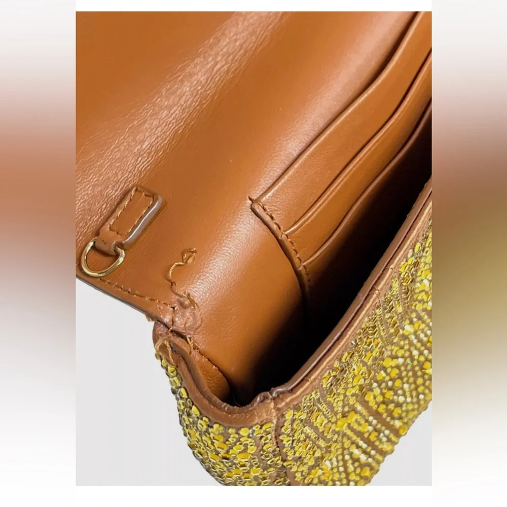 Versace Women's Gold Virtus Mini Embellished V Logo Shoulder Bag Clutch Sac